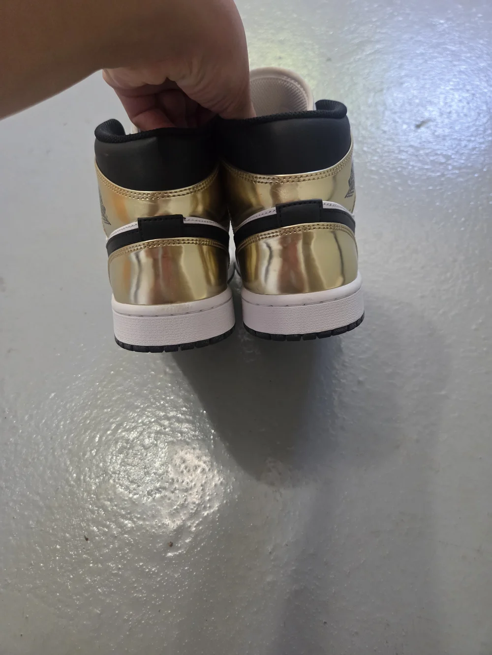 Jordan Men's White and Gold High-Top Sneakers